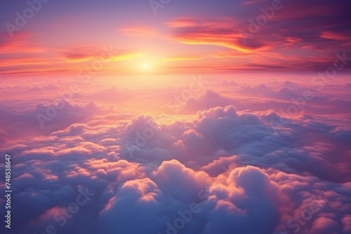 Beautiful aerial view of sunrise and clouds with vivid colors