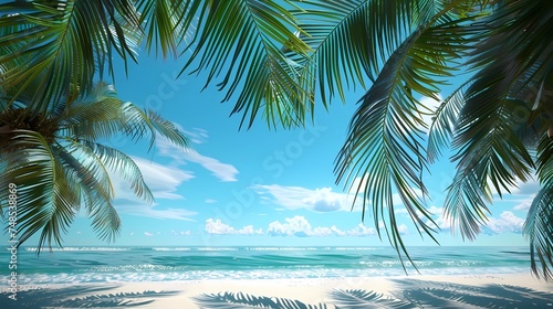 a postcard for a beach holiday  an advertising brochure of a seaside resort  summer  sun  sea  ocean