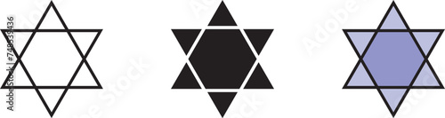 Star of David icon. Judaism Sign, Symbol. Lined, Isolated and Colored style. Vector Illustration