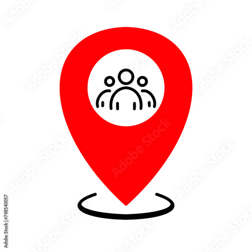 marker pin icon, assembly point icon illustration