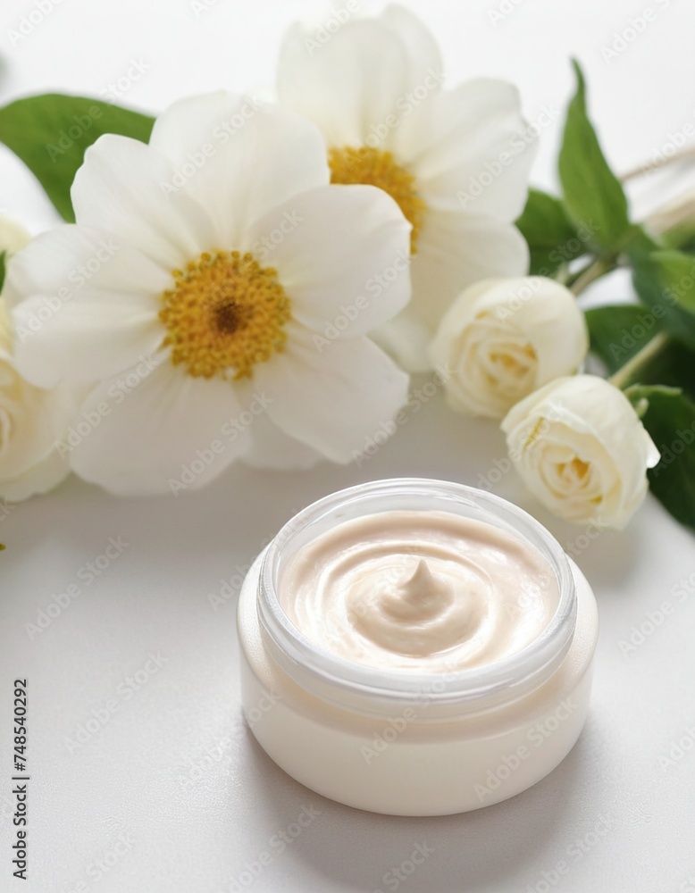 cosmetic cream and flower cosmetic cream and flower