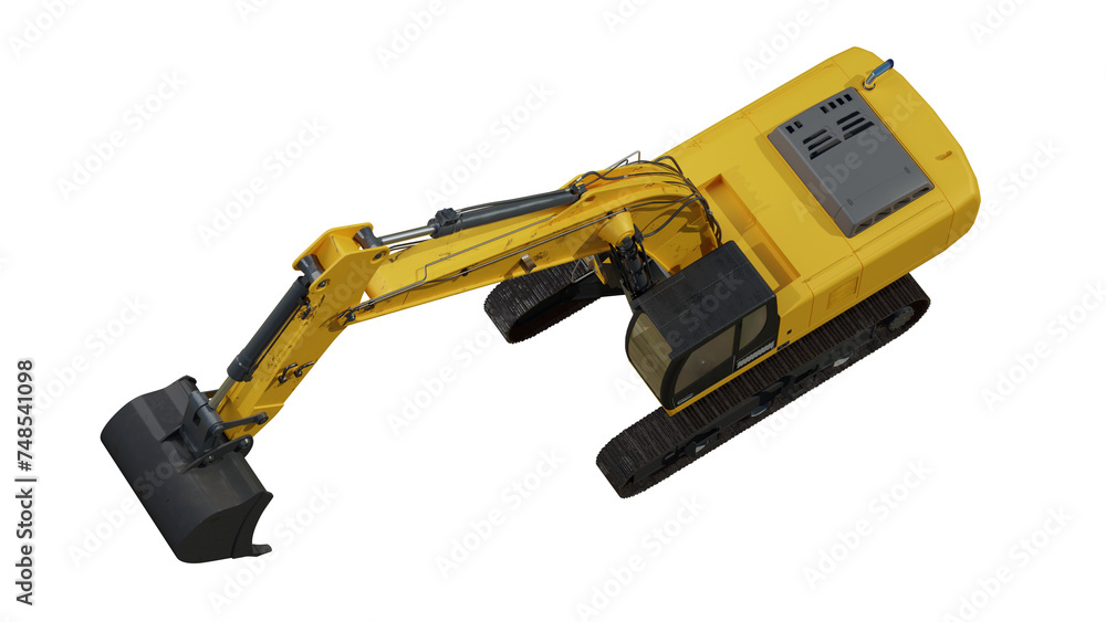 Yellow excavator vehicle isolate includes the alpha path. No driver and looks clean. Yellow excavator vehicle isolate includes the alpha path. No driver and looks clean.