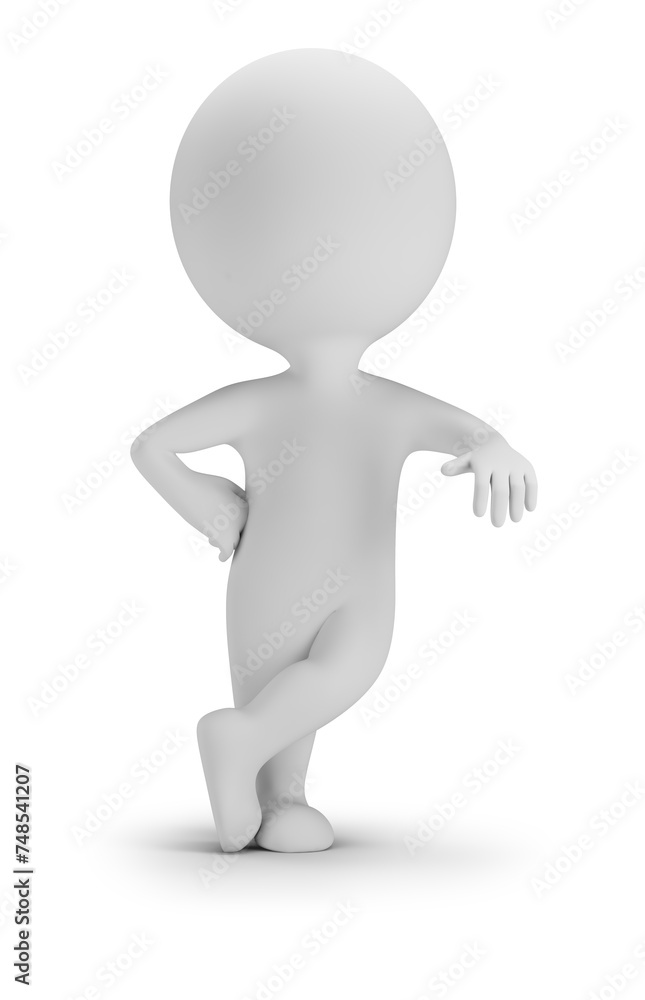 3d small people - leaning on a empty - obrazy, fototapety, plakaty 