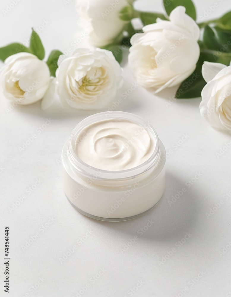cosmetic cream and flowers cosmetic cream and flowers
