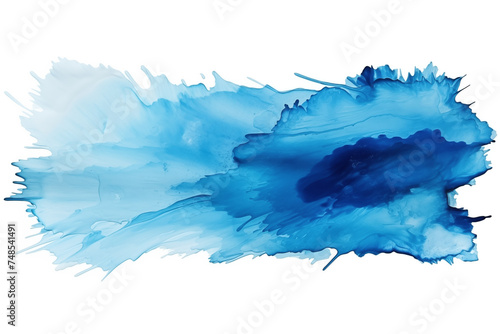 Hand painted stroke of blue paint brush isolated on white background © Pakhnyushchyy