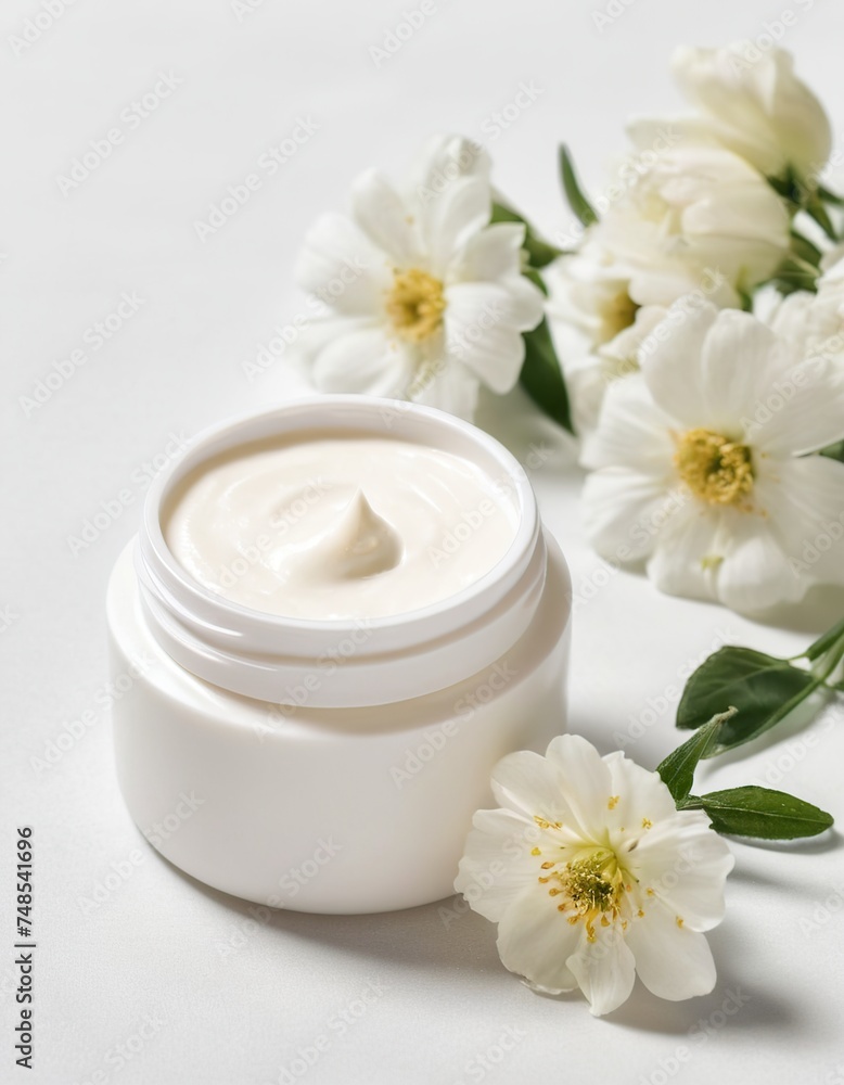 cosmetic cream and flower cosmetic cream and flower
