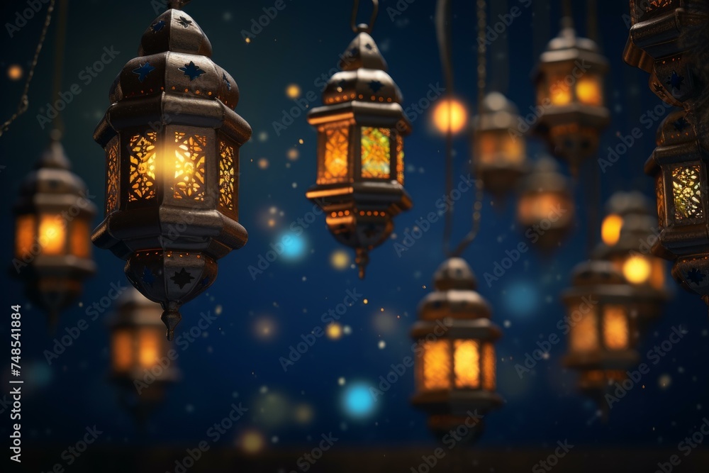 Spiritual Ramadan congratulations. Food lantern design. Generate Ai Spiritual Ramadan congratulations. Food lantern design. Generate Ai