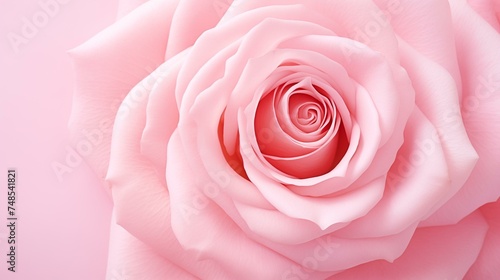 Elegant Close-up of a Soft Pink Rose on a Pastel Background for Romantic Themes