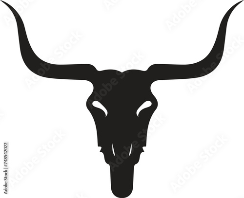 Bull Skull Icon on Black and White Vector Backgrounds