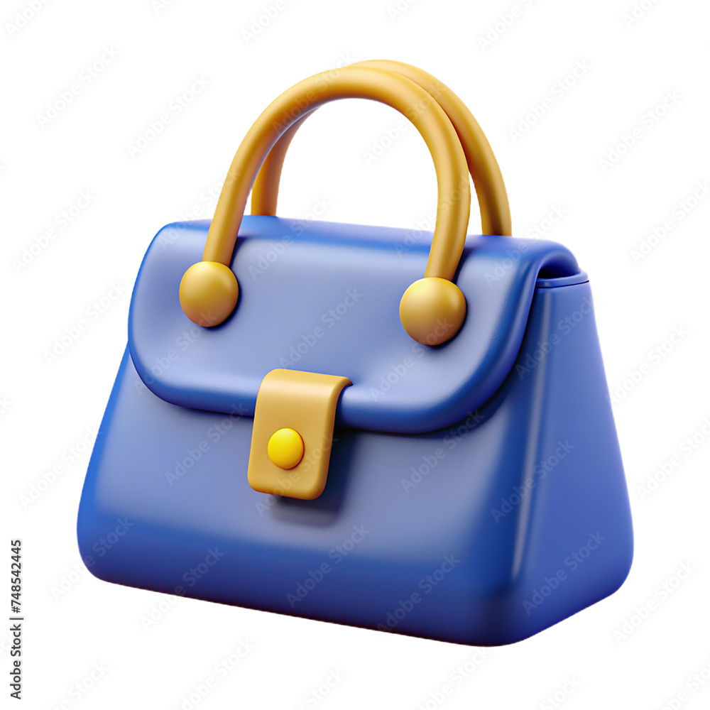 Blue handbag on a transparent background. 3d rendering, 3d illustration Blue handbag on a transparent background. 3d rendering, 3d illustration