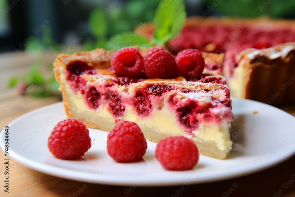 Sweet Raspberry quiche. Cream pastry pie. Generate Ai Sweet Raspberry quiche. Cream pastry pie. Generate Ai