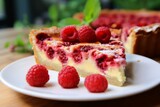 Sweet Raspberry quiche. Cream pastry pie. Generate Ai