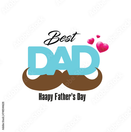 Fathers day design elements elegant stylized texts hearts moustache