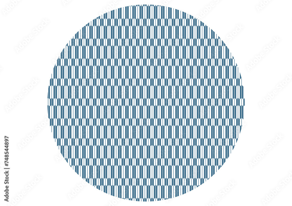 青い矢絣文様の円フレーム背景