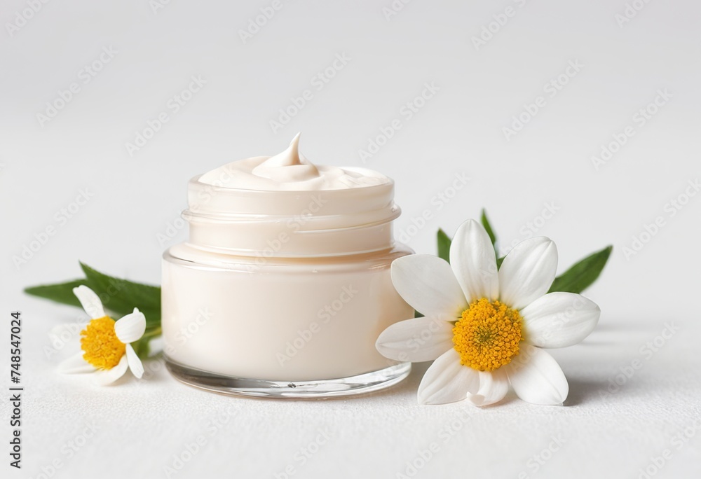 cosmetic cream and chamomile cosmetic cream and chamomile