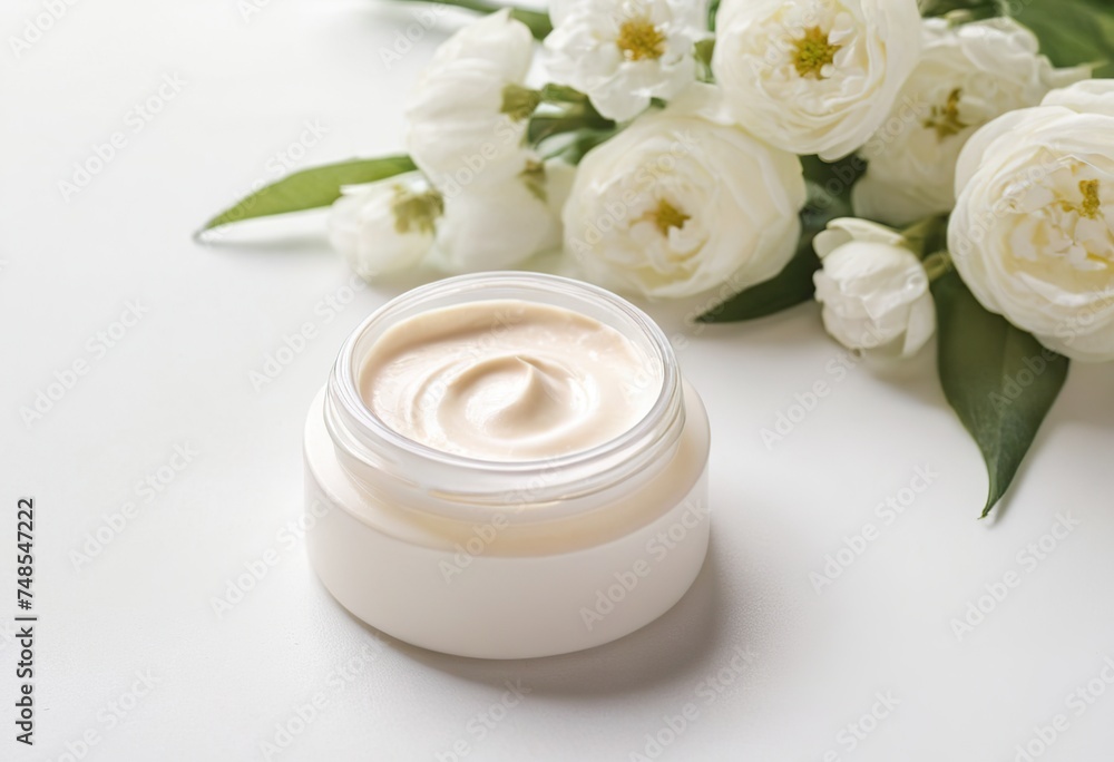 cosmetic cream and flower cosmetic cream and flower