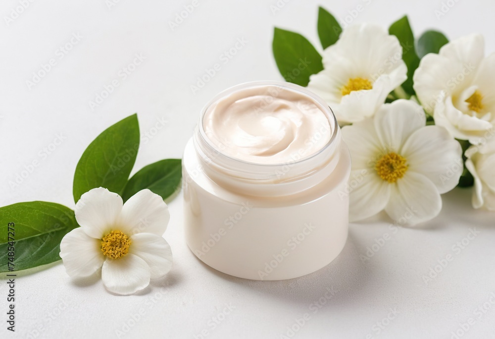 cosmetic cream with flower cosmetic cream with flower
