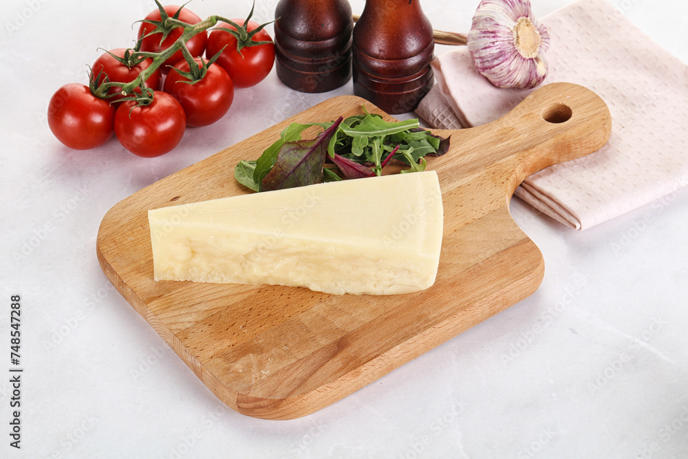 Piece Italian hard parmesan cheese Piece Italian hard parmesan cheese