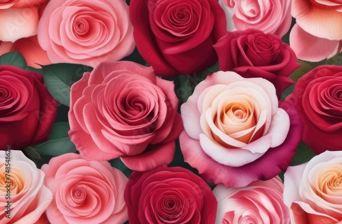 Background of red and pink roses.