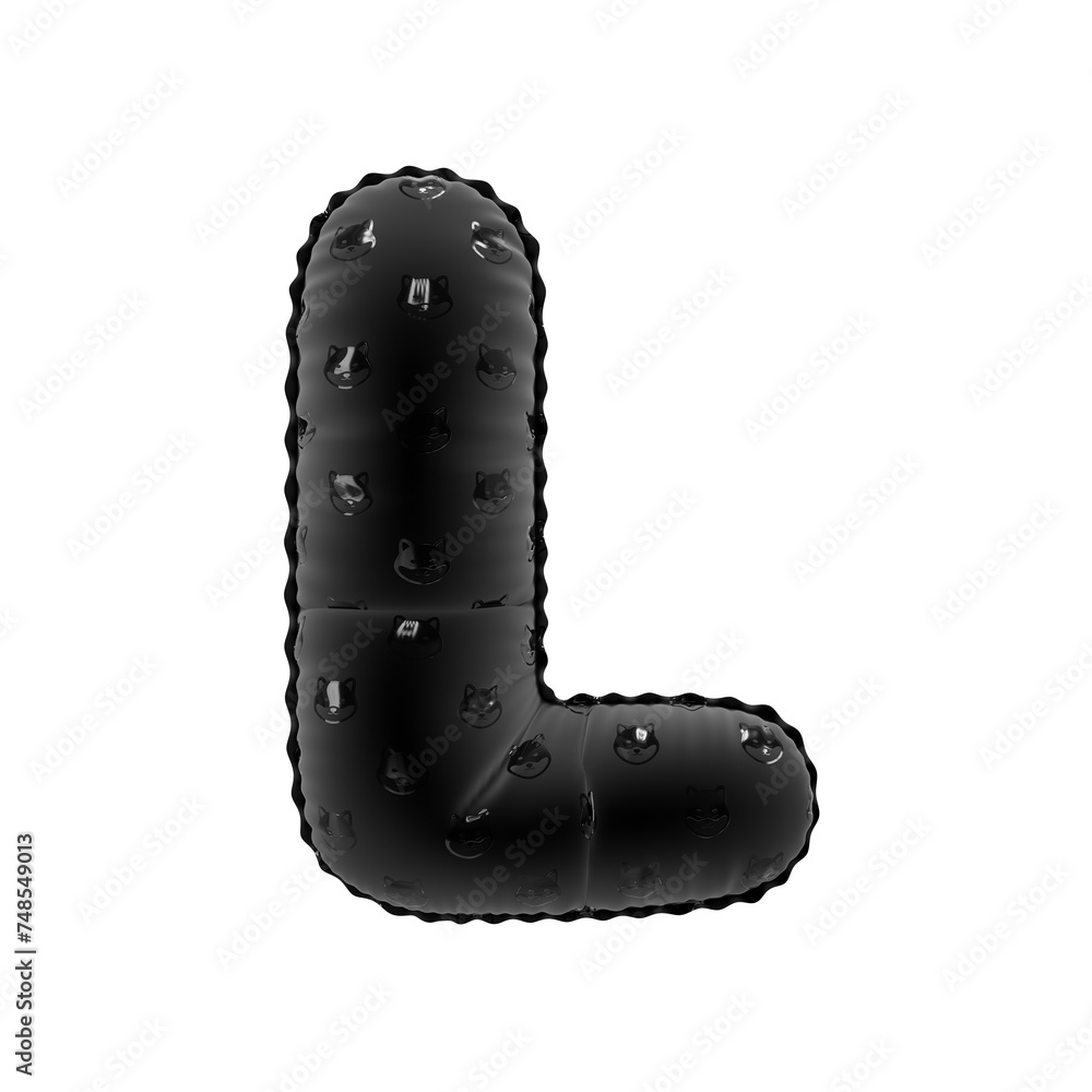 3D inflated balloon letter L with Black glossy dog face pattern 3D inflated balloon letter L with Black glossy dog face pattern