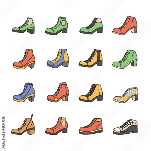 DIfferent type of stylish footwear vector set © Mamun