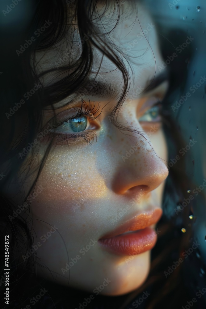 Beautiful Young Woman Looks Cinematic