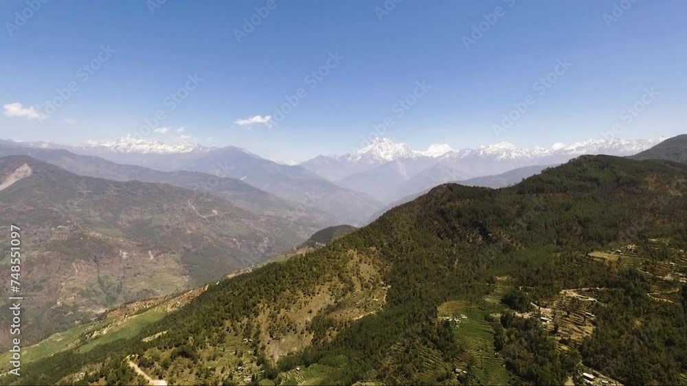 Himalayas mountains in Nepal drone shot Himalayas mountains in Nepal drone shot