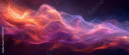 A purple background with abstract flowing neon waves
