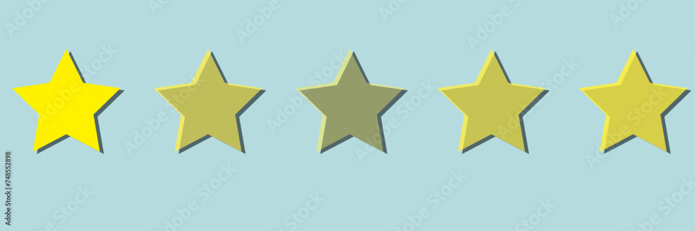 Five star icon. 5 Stars level vector sign. Yellow star good rank status symbol. Best rating gold service isolated on white background Five star icon. 5 Stars level vector sign. Yellow star good rank status symbol. Best rating gold service isolated on white background
