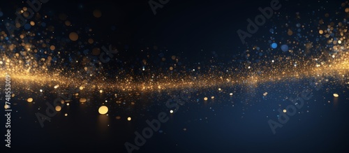 Abstract background with dark blue and gold particles