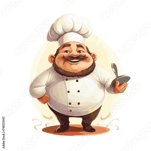 Chubby chef cartoon funny character vector illustration