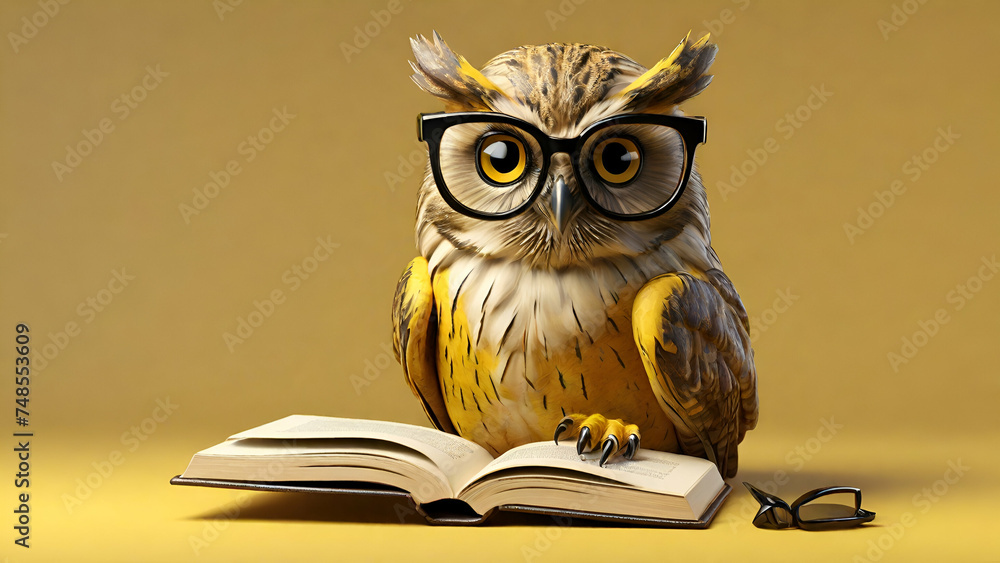 3d illustration of a bird with a book and a owl3 d illustration of a bird with a book and a owl owl with book and owl. genrative by ai. 3d illustration of a bird with a book and a owl3 d illustration of a bird with a book and a owl owl with book and owl. genrative by ai.