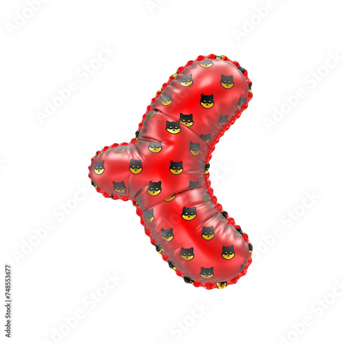 3D inflated balloon Curly brackets Symbol/sign with red and yellow meme coin Shiba Inu pattern