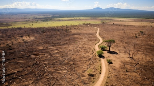 Deforestation. Environmental damage. Bare forest