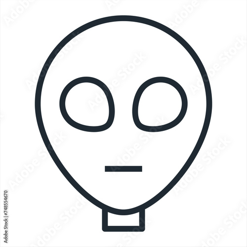 Alien  head isolated on white background vector illustration. Extraterrestrial alien face or head symbol line art vector icon for apps and websites.
