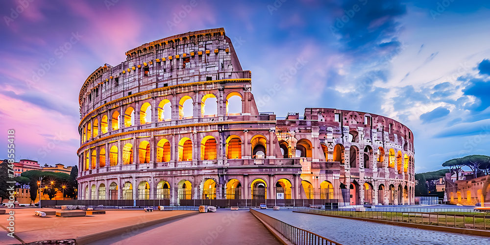 Beautiful Italian Colosseum, Italy travel concept.