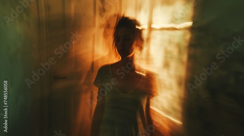 Inner Turmoil: In a room full of blurred voices, she battles the inner turmoil of her mental health struggles alone.