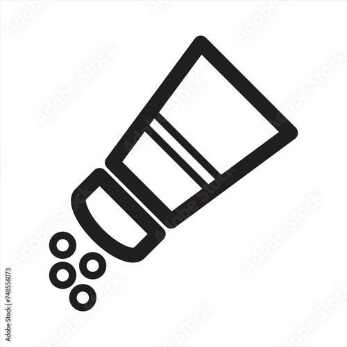 Salt shaker seasoning line art vector icon for food apps and websites.Isolted Saltshaker Outline Symbol On Clean Background. Vector Salt Element In Trendy Style.