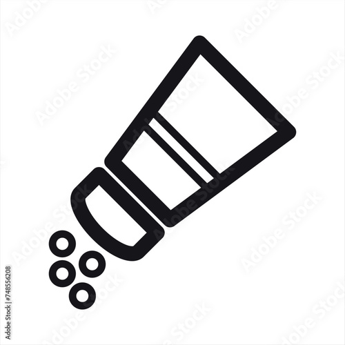 Salt shaker seasoning line art vector icon for food apps and websites.Isolted Saltshaker Outline Symbol On Clean Background. Vector Salt Element In Trendy Style.