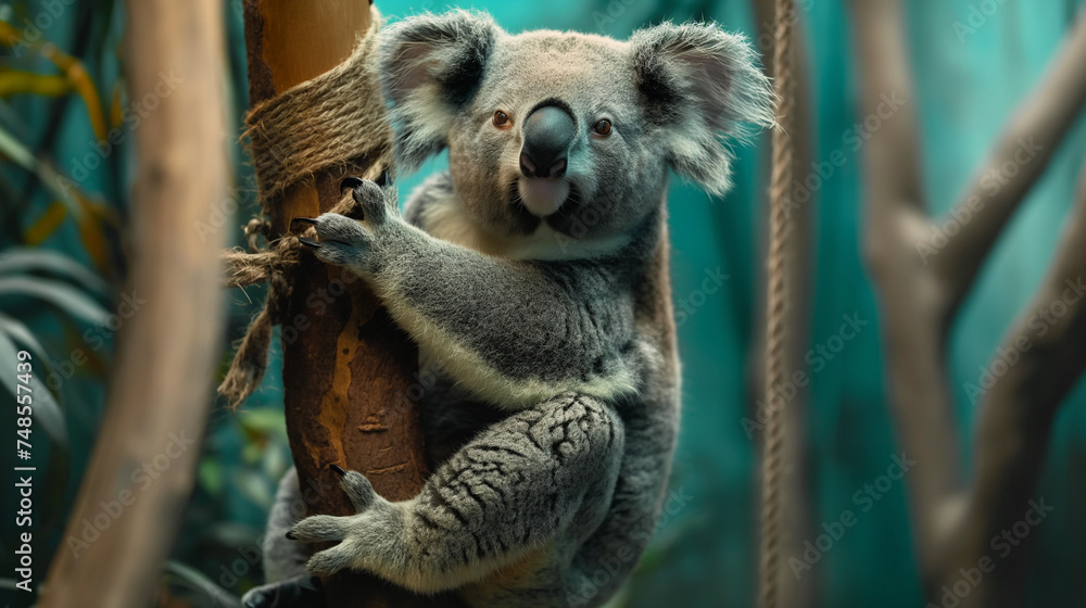Fototapeta premium Chillzone Koala Schildkröte Schnecke langsame Tiere symbolisieren im Alltag langsames Arbeiten Generative AI