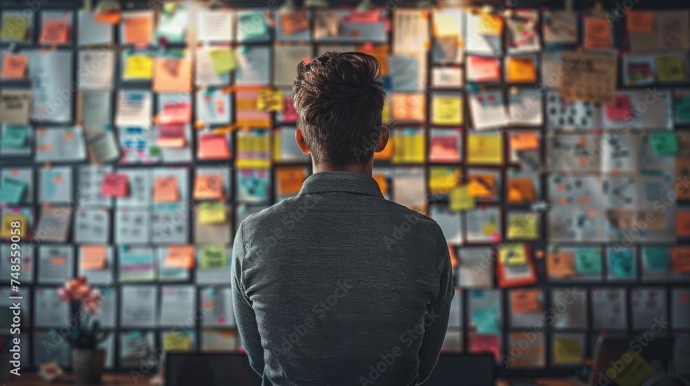 a startup young man is looking at a job checklist a startup young man is looking at a job checklist