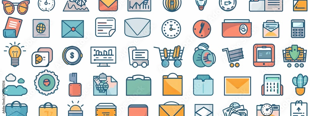 Mega set of icons in trendy line style. Business, ecommerce, finance, accounting Mega set of icons in trendy line style. Business, ecommerce, finance, accounting
