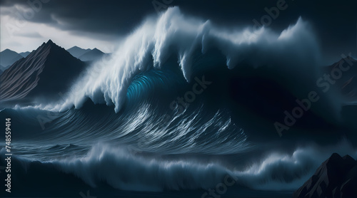 Storm Ocean Wave Created With Generative Ai