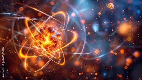glowing atomic particles and energy waves
