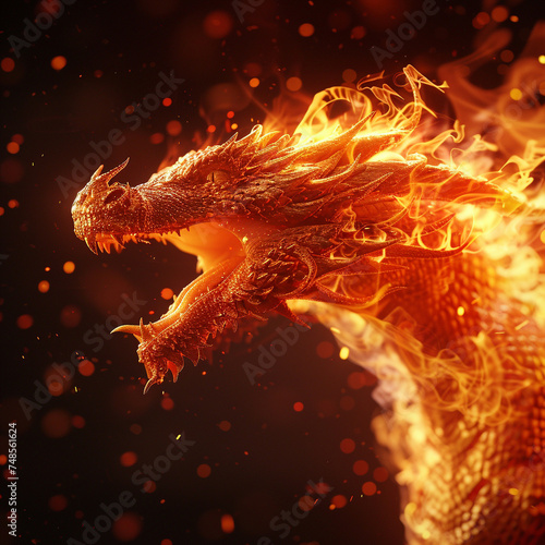 A fiery dragon's breath, captured in a moment of mythical heat