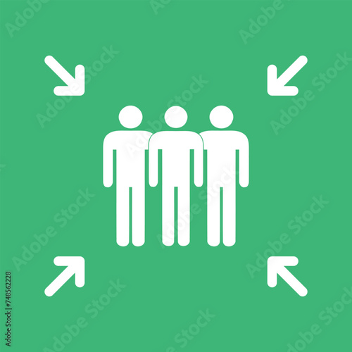 Assembly point vector icon isolated on green background.