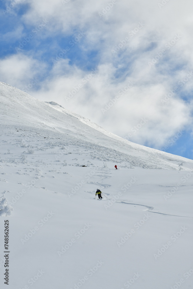 Skiing Mt. Biei Fuji Hokkaido Japan Blue Sky