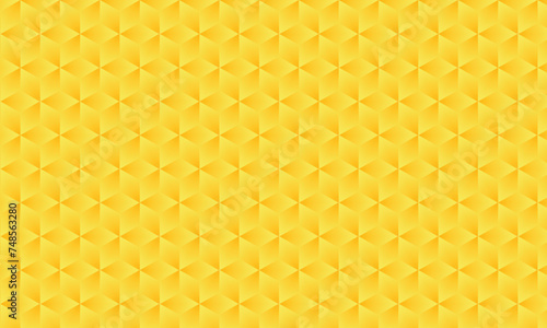 3D realistic yellow gradient pattern. Modern cube texture. seamless pattern Background. Repeating tiles. Triangular volumetric elements of different random size. 3D illustration. EPS 10