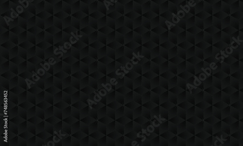 3D realistic dark black gradient pattern. Modern cube texture. seamless pattern Background. Repeating tiles. Triangular volumetric elements of different random size. 3D illustration. EPS 10