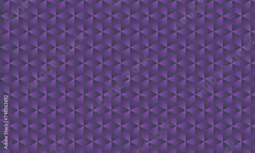3D realistic purple and black gradient pattern. Modern cube texture. seamless pattern Background. Repeating tiles. Triangular volumetric elements of different random size. 3D illustration. EPS 10